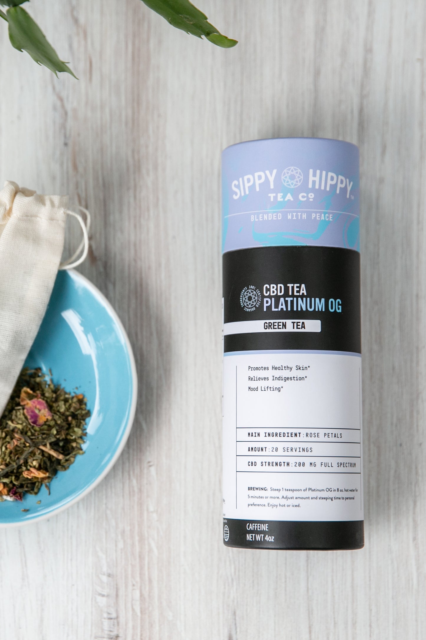 Sipp y Hippy Green tea, CBD tea, Weight loss, loose leaf tea, Rose petals, spearmint, beauty tea